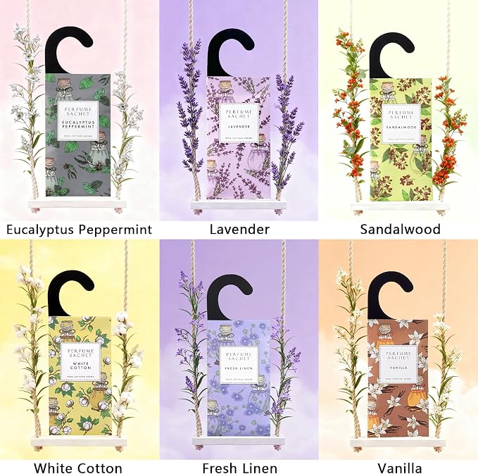 Large 12 Packs Closet Deodorizer Freshener Closet Air Freshener Home Scented Sachets Room Freshener Scents Air Freshener Closet Odor Eliminator 4 Scents Floral