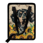 Dachshund Sunflower Butterfly Print Car Trash Can with Lid, Leak Proof Auto Trash Bag Hanging Vehicle Garbage Can Multipurpose Storage Container for Back Seat Road Trip