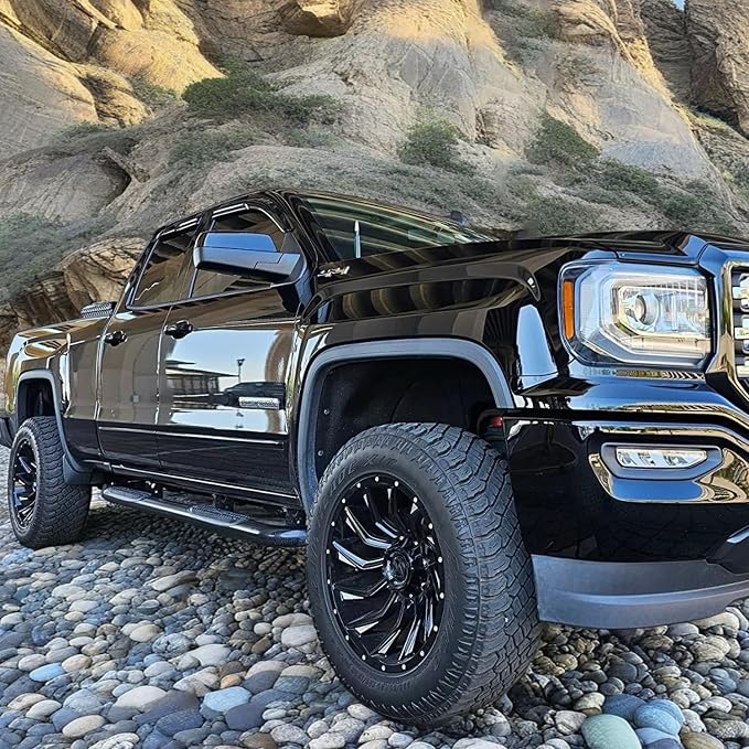 Tape On Side Window Deflectors Vent Window Visor for 2015-2018 Chevy Silverado & GMC Sierra 1500 2500HD 3500HD Double/Extended Cab Rain Guards Sun Shade 4PC-Set Truck Accessories