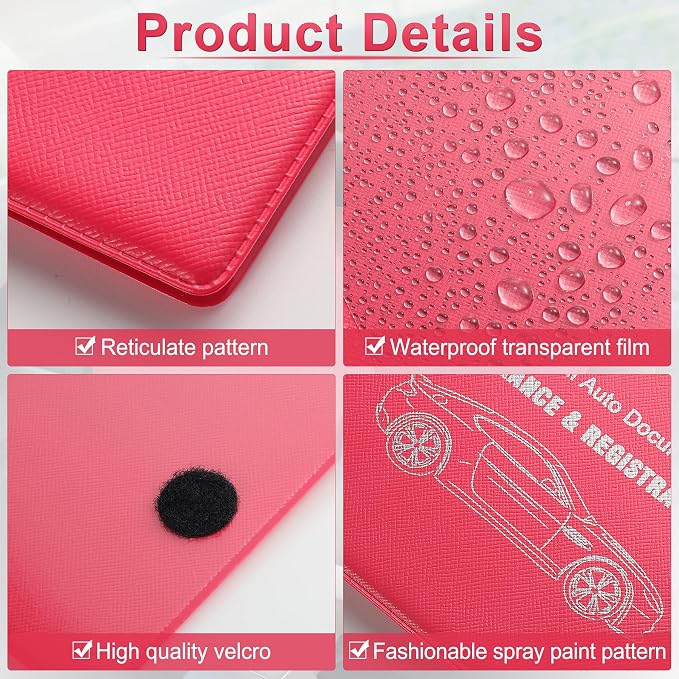 Car Registration and Insurance Card Holder, Vehicle Glove Box Car Organizer, Interior Car Accessories for Documents, Cards, License - 2 Pack