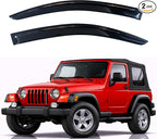 KPY Rain Guards Fit for 1997-2006 Jeep Wrangler (TJ) 2-Door, Out-Channel Window Visors Vent Wind Deflectors 2PC, Car Accessories for 97-06 Wrangler (TJ) 2-Door