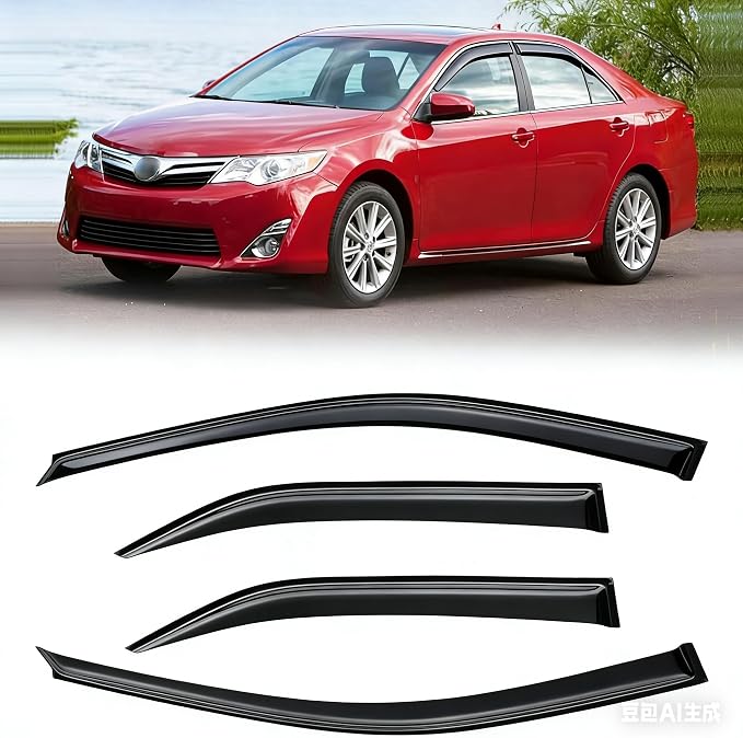 Window Visors for Toyota Camry 2012-2017, Rain Guards Shields Vent Deflector Shade Dark Smoke 2013 2014 12 13 14, Tape-On, 4PCS