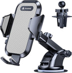 Car Phone Holder, 2026 Military-Grade 89lbs Strongest Suction Phone Holders for Your Car Dashboard/Windshield/Vent Easy Clamp Cellphone Holder Truck Stand for iPhone 17 16 15 Pro Samsung Grey