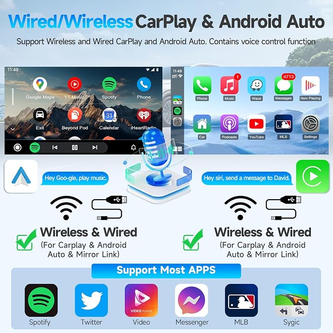4+64G Car Radio Stereo for Toyota Tacoma 2005-2015 Upgrade with Wireless Carplay Android Auto 10.1'' IPS Touchscreen Buit in Bluetooth GPS Navigation WiFi FM Backup Camera MIC