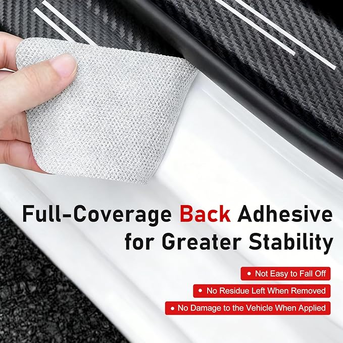 4 PCS Car Door Sill Protector, Carbon Fiber Leather Threshold Guard Strips, Anti-Scratch Auto Door Entry Guards Sill Protector, Universal for Most Vehicles (Black)
