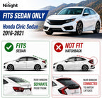 Tape on Rain Guards for Honda Civic Sedan 2016-2021, Not Fit Hatchback, Window Deflectors Window Visors for All Weather, Highway Driving & Ventilation, Smoke Tinted, 4PCS
