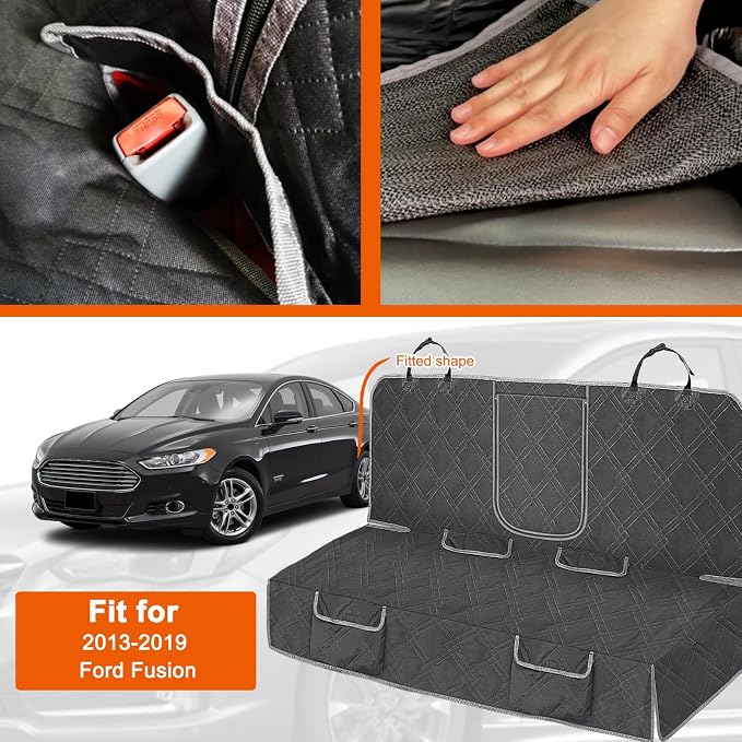 Dog Car Seat Cover for 2013-2019 Ford Fusion | Waterproof Pet Bench Seat Cover for Back Seat, 600D Heavy Duty Scratch Proof Nonslip Truck Seat Covers for Dogs