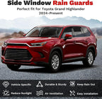 Grand Highlander Rain Guards-Window Visors for Toyota Grand Highlander 2024 2025 2026, Outside-Mount Tape-On Side Window Wind Deflectors for Car Accessories Vent Visors Rainproof Black