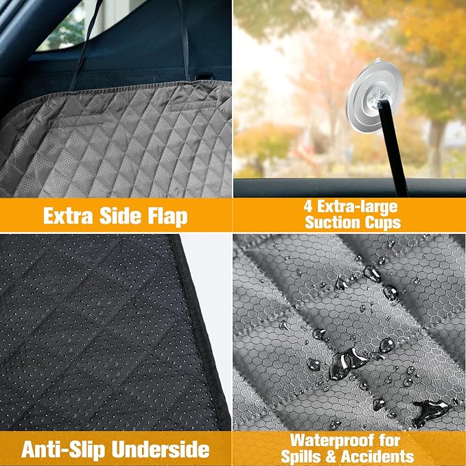 SUV Cargo Liner for Dogs, Waterproof Trunk Cover for SUVs with Bumper Flap Protector, Scratchproof Durable 600D Oxford Fabric, Non-Slip, Machine Washable