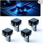 4 PCS Car Interior USB LED Lights, Square Ambient Mood Decorative Lamp, Portable Mini Soft Glow Night Light, Universal Plug and Play Lighting Accessory for Car & Home & Camping (Blue)