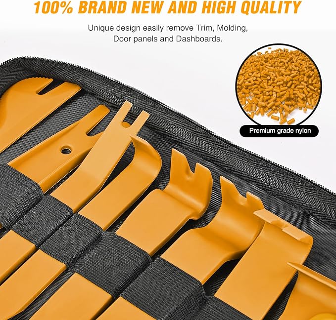 330Pcs Trim Removal Tool, Auto Push Pin Bumper Retainer Clip Set Fastener Terminal Remover Tool Adhesive Cable Clips Kit Car Panel Radio Removal Auto Clip Pliers, Yellow