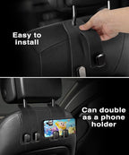 Car Hooks for Headrest, 4PCS Car Purse Hooks Luxurious Leather 100% Metal Car Hangers for Seat Multifunctional Car Bag Hook Car Seat Back Storage Hook Accessories (Black)
