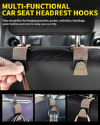 4 Pack Blink Diamond Car Seat Headrest Hooks Crystal Rhinestone Car Purse Holder Universal Car Interior Accessories for Handbags Water Bottles Purse Coats Umbrellas, Colorful