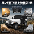 600D Cab Cover Windproof Sunshade Cover Compatible with Jeep Wrangler CJ7 1976-1986 2 Door, 6-Layer Protection Frost Wiper & Mirror Covers Protect from Sunshine, UV, Snow, Rain