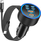[Apple MFi Certified] iPhone 17 Car Charger, 6-Port 120W USB-C&USB-A Power Cigarette Lighter PD/QC Multiport Fast Car Charger + Type-C Braided Cord for iPhone 17 Pro/16/15/Galaxy S26/S25/Pixel
