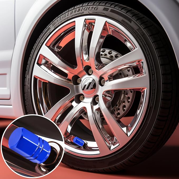 12PCS Tire Valve Stem Caps, with Rubber O-Ring, Corrosion Resistant Leak-Proof, Aluminum Alloy Universal Wheel Valve Covers for Cars, SUV, Trucks, Bikes, Motorcycles, Bicycles(Blue)