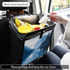 Car Trash Can Organizer Bin with Adjustable Strap for Back Front Seat Console Waterproof Leakproof Collapsible Portable 11 Inch Winter Blue Mountain and Mirrored Lake