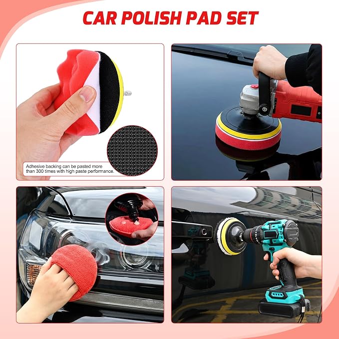 27PCS Car Detailing Kit Auto Cleaning Tools Wash Set with Storage Carry Bag Home Use for Interior Exterior Deep Clean Polish Car Care Windshield Dashboard Seat Air Vents Wheels Tires, Red