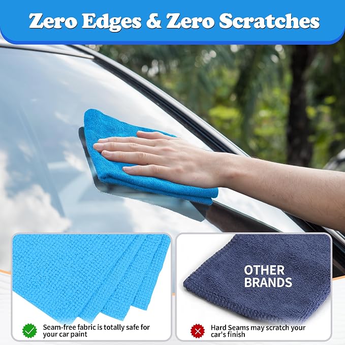 Shop Towels, Microfiber Cleaning Cloth Bulk, 200 Pack Microfiber Towels for Cars, All-Purpose Absorbent Cleaning Rags, Dust Cloth for Automotive, Mechanic, Garage, Bar, 11.5 x 11.5 inch