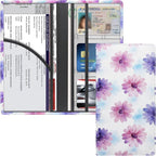 Premium Car Registration & Insurance Card Holder with Magnetic Shut, Vehicle Glove Box Car Organizer - For Documents, Cards, License (Floral B)