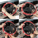 Christmas Snowflakes Steering Wheel Cover, Elastic Non-Slip Steering Wheel Protector,Auto Interior Decor for Women Girls,Universal 15" Fit for Sedans,Trucks