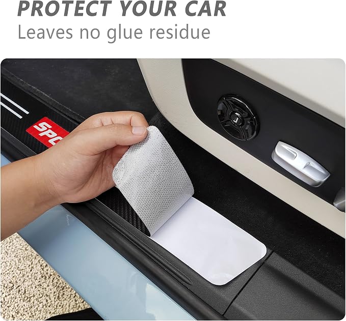 5PCS Car Door Sill Protector,Carbon Fiber Sport Threshold/Rear Bumper Guard Anti-Scratch Sticker Door Edge Protection Decorate,Interior Accessories Self-Adhesive Anti-Scratch Waterpoor(Red sport-5Pcs