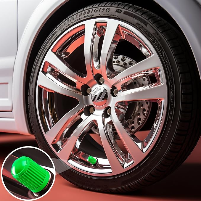 200PCS Tire Valve Stem Caps, Corrosion Resistant, with O Rubber Ring, Airtight Seal Heavy Duty Dustproof Tire Valve Stem Covers for Cars, SUV, Trucks, Bikes, Motorcycles, Bicycles(Green)