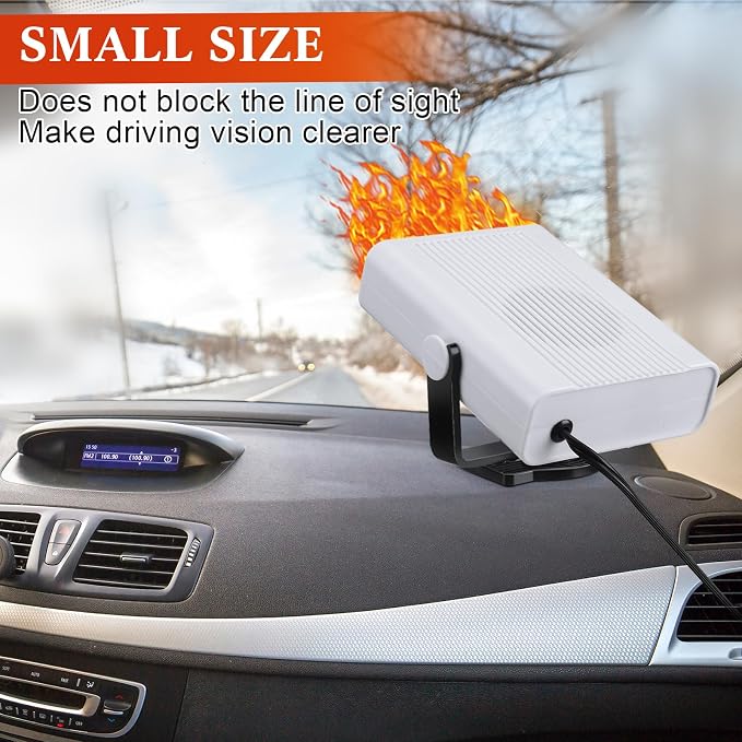 2 Pcs 12v 150w Portable Car Heater Defroster Windshield with Cigarette Lighter 360° Rotary Base 2 in 1 Heater and Cooling Fan Auto Defogger for Cars(White)