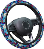 Blue Butterfly Steering Wheel Cover, Non Slip Polyester Car Wheel Protector for Car SUV Truck, Universal 15 Inch