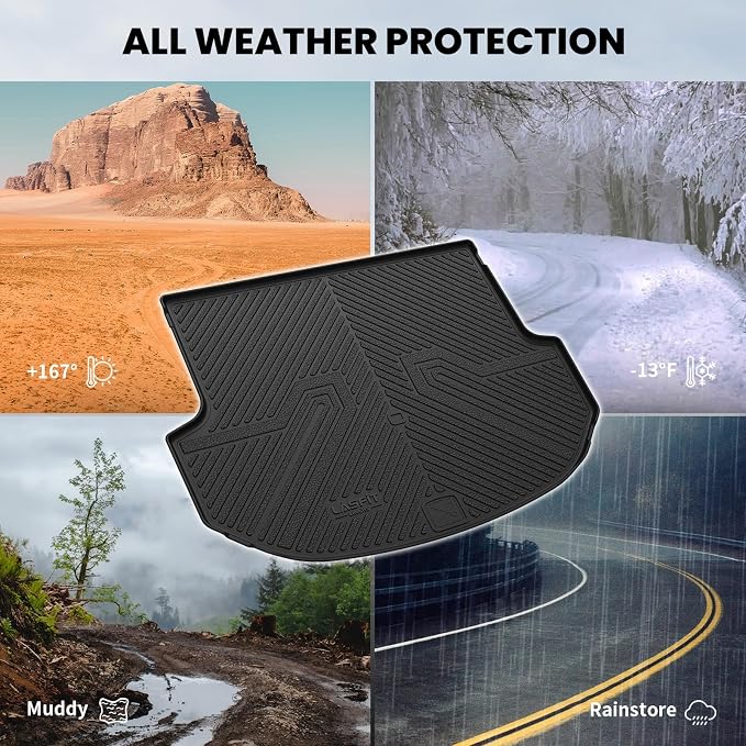 Cargo Mat for Hyundai Santa Fe Sport 2018 2017 2016 2015 2014 2013, All Weather TPE Custom Fit Car Trunk Mats Cargo Liners Accessories for Santa Fe Sport 2013-2018, Black