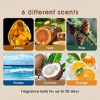 Car Air Freshener - 3 Pack (Amber-Teak-Pine) Wooden Air Freshener, Natural Essential Oil Scents - Metal Clip Included
