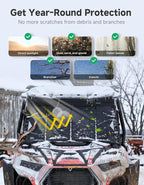 Thick Glass Windshield Cover Transport Protector Compatible with 2014-2023 RZR XP 1000 | Large Size Waterproof Sunshade Snow Dust Reduction Easy-Installation With 10mm EVA foam Soft plush inner lining 800D fabric