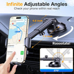 Phone Holders for Your Car Phone Holder Mount【Super Suction】 Cell Phone Holder for Car Accessories for Women Men【360° Adjustable】 Suction Phone Mount for Car, Window, Bathroom