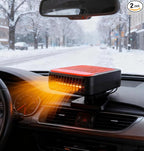 12V Portable 2-in-1 Car Heater & Cooler, 360° Rotatable Windshield Defroster with 1pc Glass Oil Film Cleaning Brush, Fast Heating/Cooling for Car & Home