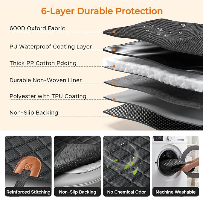 Dog Car Seat Cover for Pets 100% Waterproof Seat Cover Hammock 600D Heavy Duty Scratch Proof Nonslip Durable Soft Back Seat Covers for Cars and SUVs