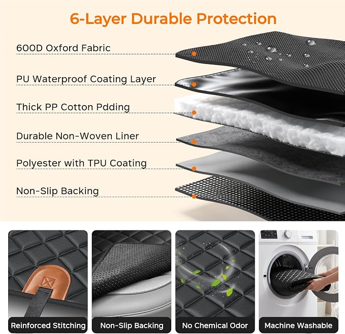 Dog Car Seat Cover for Pets 100% Waterproof Seat Cover Hammock 600D Heavy Duty Scratch Proof Nonslip Durable Soft Back Seat Covers for Cars Trucks and SUVs