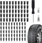 100PCS Tire Plug Kit with Screwdriver,Rubber Flat Tire Repair Kit for Fast Repair of Tire Punctures,Durable Car Tire Repair Kit Self-Service Repair Nails for Car Motorcycle Truck