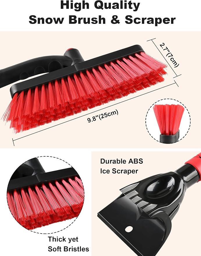 32" Snow Brush for Car Ice Scraper for Windshield Car Scraper Brush for Ice and Snow Scraper with Brush Extendable Long Snow Removal Brush for Trucks SUV Snow Broom Cleaner for Car