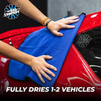Dry Me A River, Professional Korean 70/30 Blend Microfiber Waffle-Weave Drying & Detailing Towels, Soft Suede Edges, 390 GSM, 20x40 Inches, Royal Blue, 2-Pack