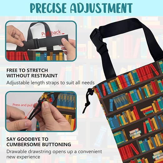 Car Garbage Bag Colorful Bookshelves Library Drawstring Car Trash Bag Hanging for Back Seat with Adjustable Buckle Canvas Vehicle Trash Can Easy-to-Install