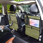 Olive Green Car Seat Organizer for Kids Backseat Kick Mat with Adjustable Strap Back Seat Protector for SUV Vehicle Car 2 Pcs