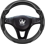 3D Car Steering Wheel Cover Comfort Grip Massage Sporty Anti-Slip Carbon Fiber Faux Leather for F150, Trucks, Jeep, Van, Car Handle Covers for All Seasons, 15.2-16in, White