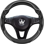 3D Car Steering Wheel Cover Comfort Grip Massage Sporty Anti-Slip Carbon Fiber Faux Leather for Sedan SUV, Universal Fit, Car Handle Covers for All Seasons, 14.75-15.15in, White