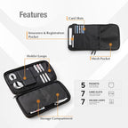 Car Visor Organizer – Non-Sag Adjustable Straps – Nylon Sun Visor Storage Pouch with Card Holders, Pen Slots & Mesh Pockets – Universal Fit for Most Cars, Trucks & SUVs | Non-Sag Design
