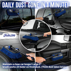 Car Duster Exterior with Car Duster Interior | Wax Cotton Hair Scratch Free Cleaning for Cars, SUVs, Trucks | Waterless Dust Remover & Detailing Brushes Set with Storage