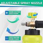 Pressure Washer Gun with Foam Cannon, 64 Fl Oz Car Wash Soap & 5 Power Washer Nozzle Tips, Car Wash Foam Gun for Car Washing, Patio Cleaning
