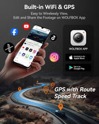 i07 3 Channel Dash Cam Built-in WiFi GPS, 4K Dash Camera Front and Inside, 1440P+1080P+1080P Triple Car Camera with 3" LCD Screen,IR Night Vision, 24H Parking Mode(Card Not Included)