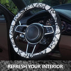 Snake Skin Steering Wheel Cover, Breathable Microfiber Leather Universal 14.5-15 inch, Anti-Slip Car Steering Wheel Protector for Women Men, Black&White