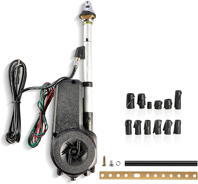Car Fully Automatic Power Antenna Kit, Replacement for Pre-2000 Chevy Cadillac Mercedes-Benz BMW Honda Nissan Toyota Retractable FM AM Motor Aerial to Connect with Aftermarket Radio Stereo