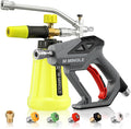 High Pressure Washer Gun with Foam Cannon, Foam Cannon Dual Connector Accessory, Car Wash Foam Gun Kit 1/4 Inch Quick Connector, 5 Pressure Washer Nozzle Tips